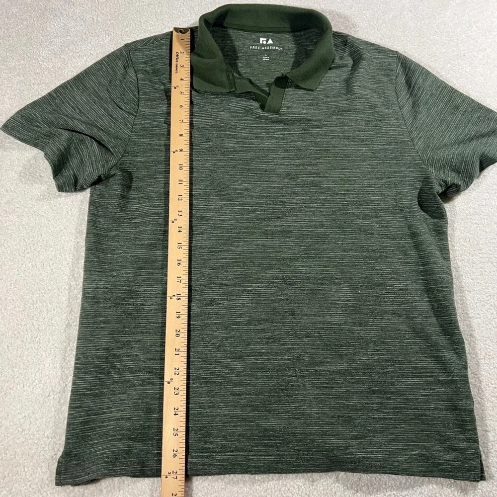 Free‎ Assembly Notch Neck Polo Mens Large Green Space Dye Short Sleeve Shirt